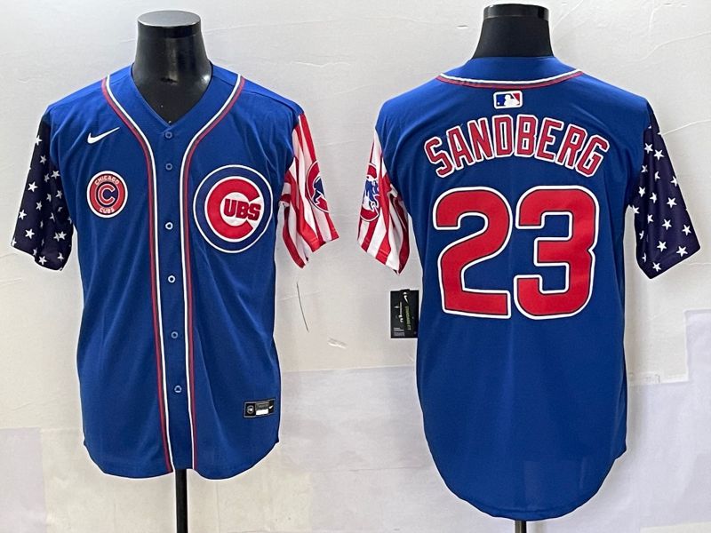 Men 2025 Chicago Cubs #23 Sandberg Blue a generation of national flags Joint Name Nike MLB Jersey style 6->chicago cubs->MLB Jersey